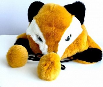Шапка детская Лисёнок (оранжевый-белый) OnlyFur универсальный размер на 3-5 лет